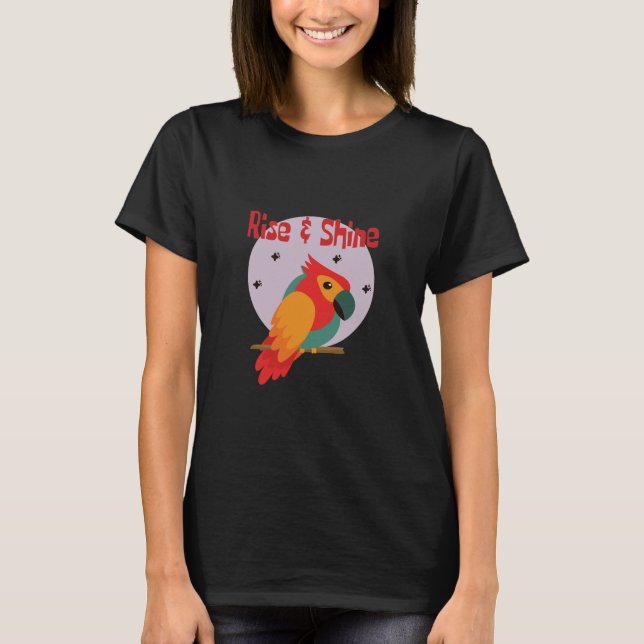 Kawaii niedlicher, farbenfroher Papagei auf Baum a T-Shirt (Vorderseite)