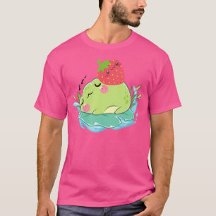 Kawaii Niedlicher Frosch mit Erdbeerfrosch Lover T-Shirt