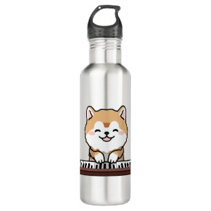 Kawaii Niedlicher Hund Klavierspielen Keyboard Edelstahlflasche