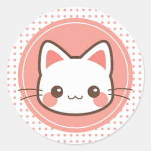 Kawaii niedlicher Kitty Runder Aufkleber
