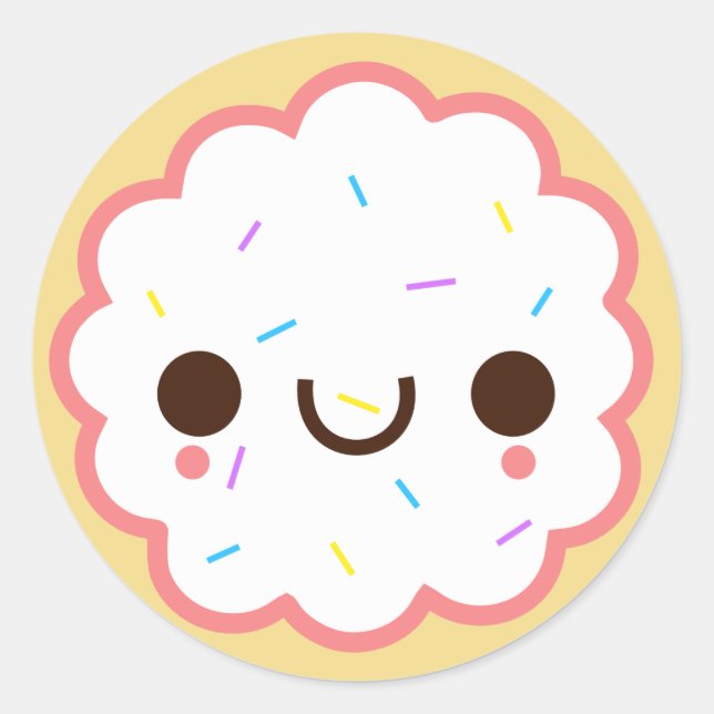 Kawaii niedlicher mattierter Plätzchen Runder Aufkleber (Vorderseite)