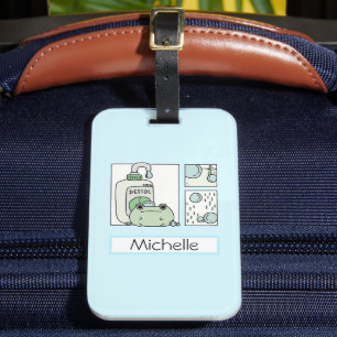 Kawaii Niedlicher Pastelfrosch mit Blasen Gepäckan Gepäckanhänger