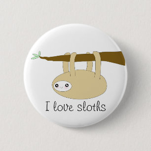 Kawaii niedlicher Slothknopf - i-Liebe Sloths Button
