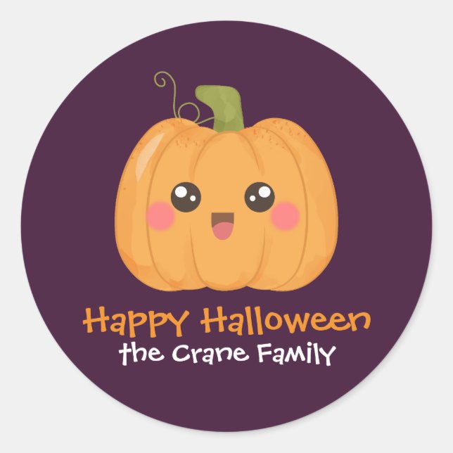 Kawaii Niedliches benutzerdefiniertes Halloween-Ga Runder Aufkleber (Vorderseite)