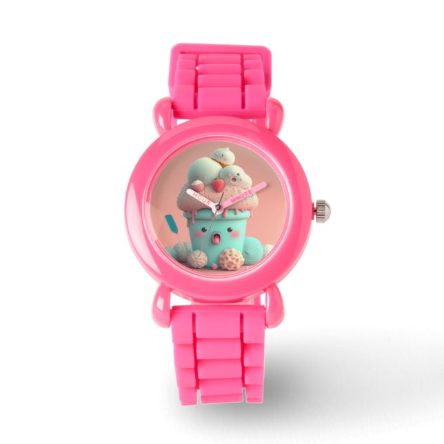 Kawaii niedliches Eiscreme-Notizbuch Armbanduhr (Vorderseite)