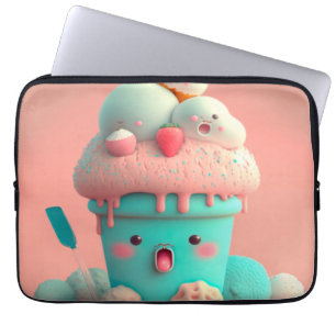 Kawaii niedliches Eiscreme-Notizbuch Laptopschutzhülle