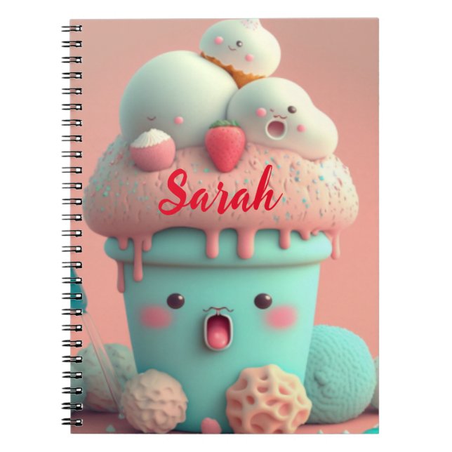 Kawaii niedliches Eiscreme-Notizbuch Notizblock (Vorderseite)