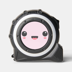 Kawaii, niedliches, fröhliches Gesicht, hellrosa Maßband
