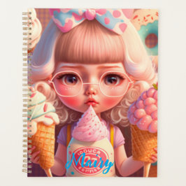 Kawaii niedliches Girl mit Eiscreme Notizbuch Planer