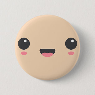 Kawaii, niedliches glückliches Gesicht, Fleisch Button