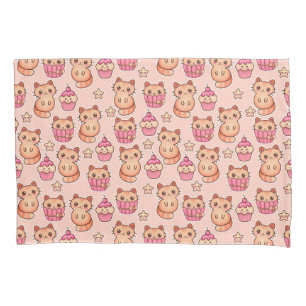 Kawaii niedliches Katzen-und Kuchen-rosa Muster Kissenbezug
