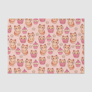 Kawaii niedliches Katzen-und Kuchen-rosa Muster Seidenpapier