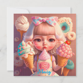 Kawaii niedliches Mädchen mit Eis