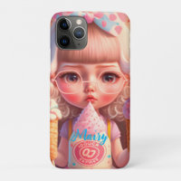 Kawaii niedliches Mädchen mit Eis