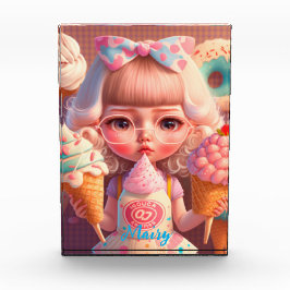 Kawaii niedliches Mädchen mit Eis Fotoblock