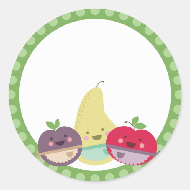 Kawaii niedliches Obstbäckerei Geschenksticker Runder Aufkleber (Vorderseite)