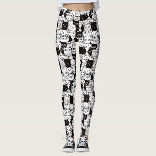 Kawaii Niedliches Schwarz-Weiß-Muster Leggings