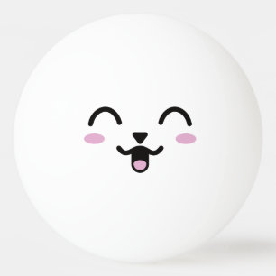 Kawaii Niedliches Wetter. Emoji. Emoticon. Tischtennisball