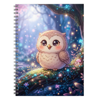 Kawaii Night Owl Notebook, Magical Owl Spiral Note Notizblock