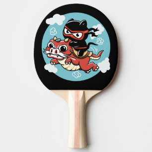 Kawaii Ninja Cat Riding a Red Dragon Tischtennis Schläger