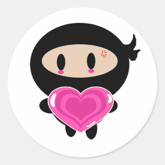 Kawaii Ninja Heart Giver Sticker (Vorderseite)