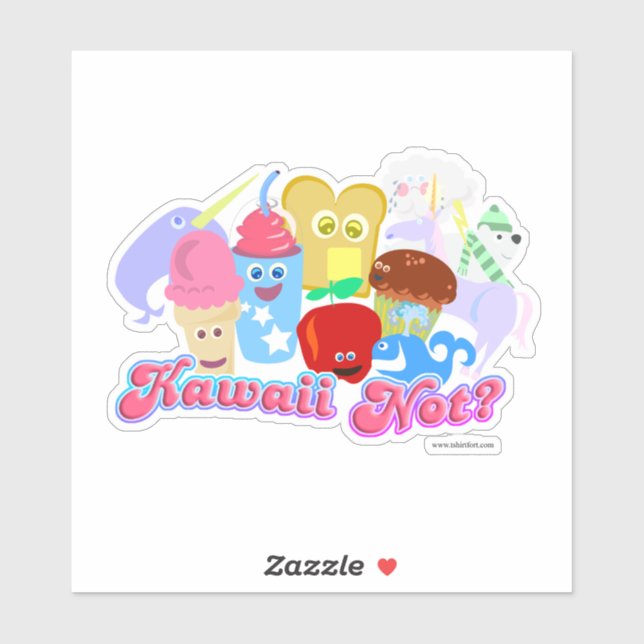 Kawaii not Slogan Happy Niedliche Lebensmittelzeic Aufkleber (Blatt)
