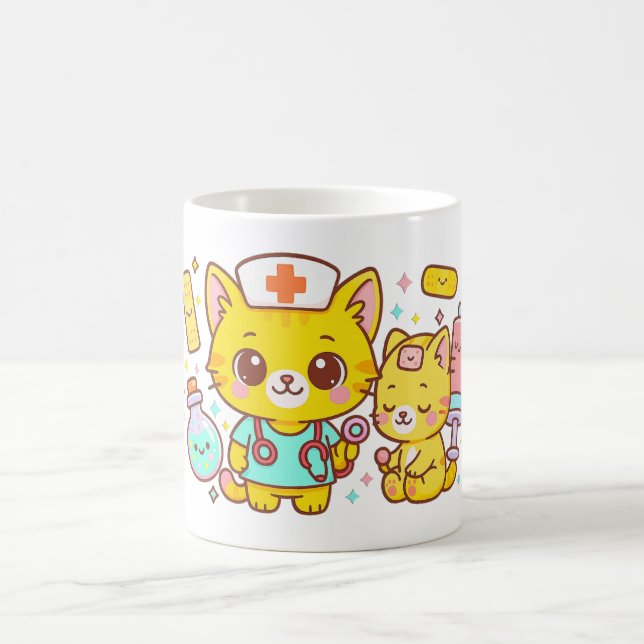 Kawaii Nurse Cat Duo Kaffeetasse (Mittel)
