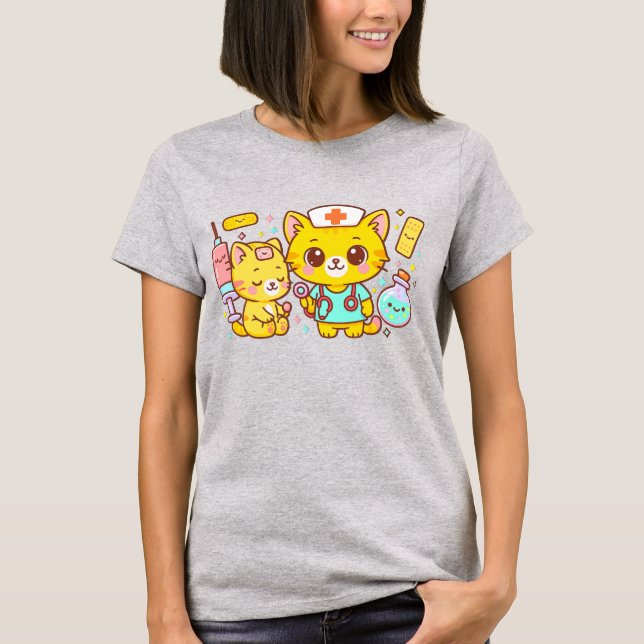 Kawaii Nurse Cats T-Shirt (Vorderseite)