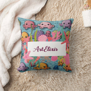 Kawaii Octopus Muster Print Kissen