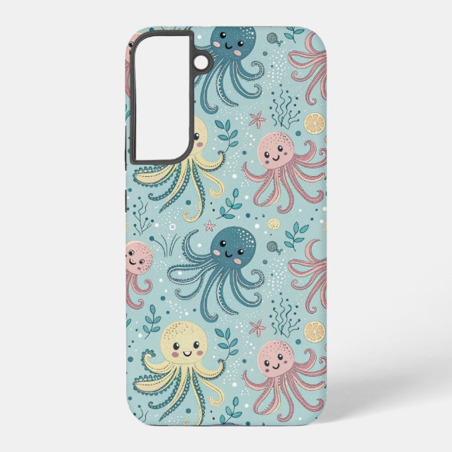 Kawaii Octopus Pattern Samsung Galaxy Hülle (Rückseite)