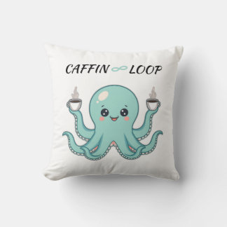 Kawaii Octopus Pillow - Caffin Loop Coffee Vibes Kissen