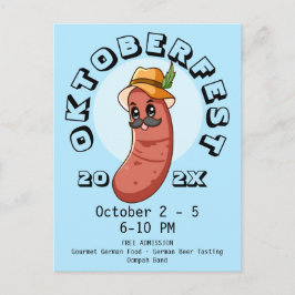 Kawaii Oktoberfest Bratwurst Postkarte