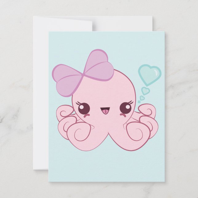 Kawaii-Oktopus-Einladungen Einladung (Vorderseite)