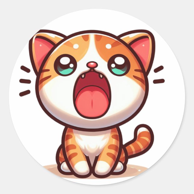 Kawaii Orange Cat Runder Aufkleber (Vorderseite)