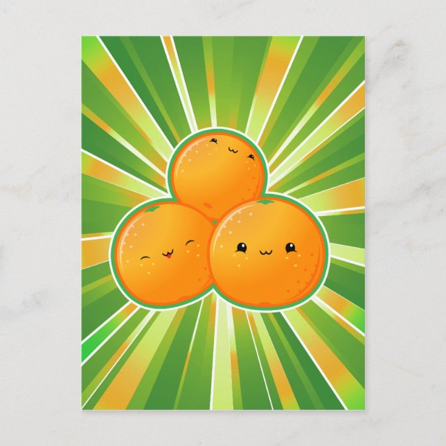 Kawaii Orange Postkarte (Vorderseite)