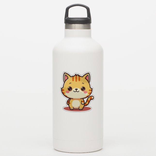 Kawaii Orange Tabby Kitten - Schlaflosigkeit Pose Aufkleber (Wassserflasche)