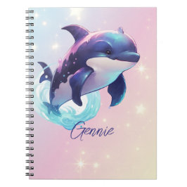 Kawaii Orca Killer Whale Personalisiert Blue & Pin Notizblock