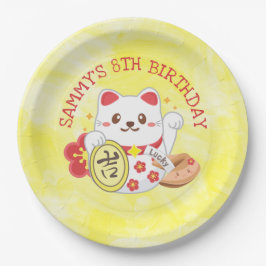 Kawaii Oriental Lucky Cat Birthday Party Pappteller