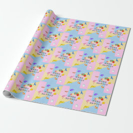 KAWAII　Origami Creatures & Katakana Typography  Geschenkpapier