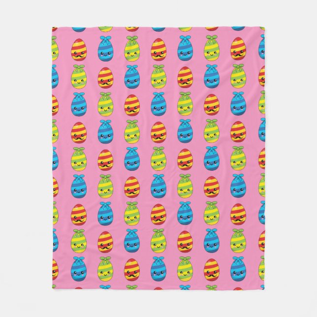 Kawaii Ostereier mit Ribbons Fleecedecke (Vorderseite)