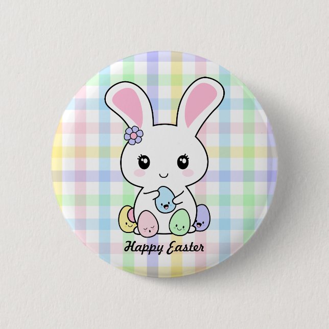 Kawaii Osterhase Button (Vorderseite)