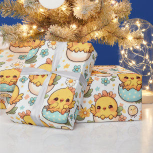 Kawaii-Osterküken-Schäl-und-Kleb-Tapete Geschenkpapier