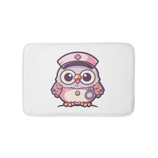Kawaii Owl als Krankenschwester Badematte (Vorderseite)