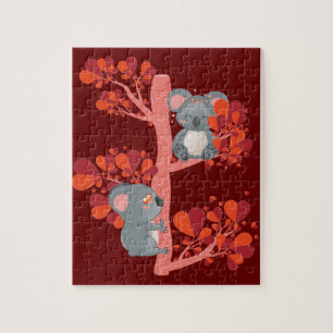 Kawaii-Paar Koalas mit Herzbaum