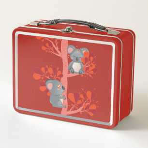 Kawaii-Paar Koalas mit Herzbaum Metall Brotdose