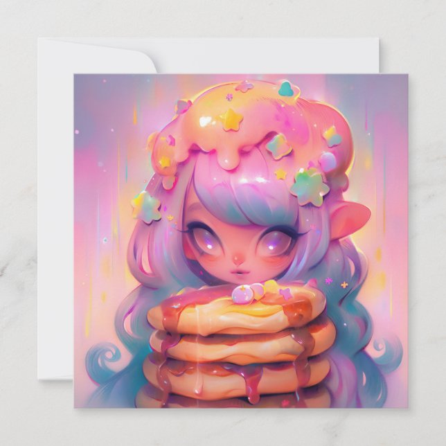 Kawaii Pancake Fairy Birthday Party Einladung (Vorderseite)