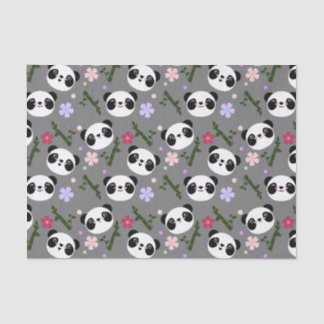Kawaii Panda auf Grau Seidenpapier