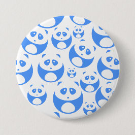 Kawaii Panda Baby Blue and White Pattern Button