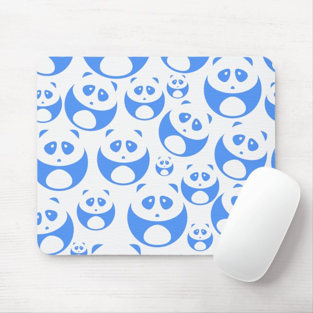 Kawaii Panda Baby Blue and White Pattern Mousepad (Mit Mouse)
