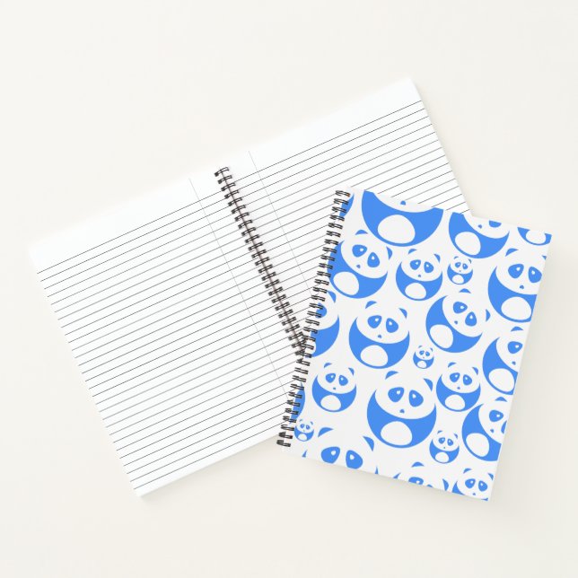 Kawaii Panda Baby Blue and White Pattern Notizbuch (Innenseite)